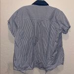 Vintage Teacher Shirt ABC 123 Art Striped Short Sleeve Shirt with Embroidery White Size L Photo 3