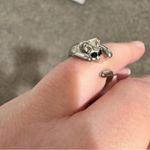 Silver Tone Kitty Cat Wrap Ring Black Rhinestone Eyes Size 5.5 Women’s Jewelry Photo 7