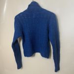 Laura Ashley Vtg  Mohair Sweater Blue Turtleneck Open Knit Crop Preppy Ski Soft L Photo 1
