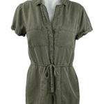 Abercrombie & Fitch Olive Green Short Sleeve Drawstring Button Jumpsuit Romper S Photo 0