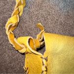 8” Leather Drum Pouch Hand Bag/Medicine Pouch with Button Closure Braided Strap Tan Photo 4