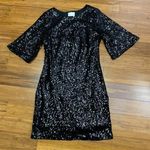 Allie Rose Sequin Dress Womens Size Small Black Party Cocktail Bell Sleeve NWT Photo 0