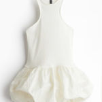 Divided H&M  Cream Sleeveless Bubble-hem Dress Small Photo 0