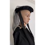 1900 Edwardian Black Mourning Dress Set w/ Brooch, Hat & Underskirt XS Photo 10