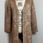 Solitaire  Sheer Floral Duster Cardigan Brown Boho Artsy Layering Size M Photo 0