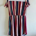 No Boundaries  Juniors' Lace UP Dress with Crochet Back, Rust Stripe Boho - Large Photo 5