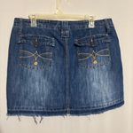 Faded Glory  Denim Medium Wash Fray Skirt/Skort Missy size 16 Embroidered Flowers Photo 3