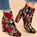 MIA Vail Women’s Booties Sz 7 BOHO Floral Embroidered 3” Heels Multi Colors GUC Photo 0