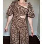 Sofie the Label Boho Cut Out Puff Sleeve Midi Dress in Brown Size Small Photo 5