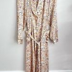 Neiman Marcus  Silk long maxi wrap robe vintage gold tassels floral Belted M Photo 0