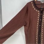 Carducci Mocha Brown Floral Embroidered Rhinestone Button Front Cardigan NWT‎ 3X Photo 4