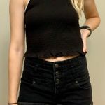 Black & White High Neck Ruched Tank Top Size M Photo 0