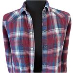 American Eagle Red Blue White Plaid Button (Snaps) Up Long Sleeve Shirt, Size XS Photo 3