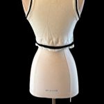 Crop Sweater White Black V Neck Lightweight Womens Small Photo 3