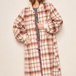 Anthropologie DRA  Coat Womens Size XS Pink Plaid Cameron Trench Coat Wool Blend Photo 0