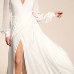 Lulus  My Whole Heart White Long Sleeve Wrap Dress Photo 0