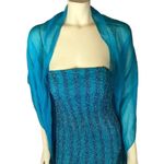 Vintage Alyce Designs 80s Strapless Beaded Blue Prom Evening Gown scarf size 8 Photo 10