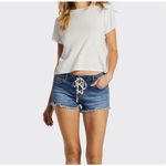 Billabong  Tie Front Lite Hearted Denim Raw Hem Shorts Size 28 Photo 8