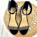Rag & Co Black Silver Leather Suede Velcro Ankle Sandal Heels Size US 9 Photo 2