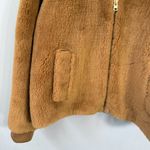 J.Crew Faux Fur Full Zip Bomber Jacket Womens 2X Cognac Preppy Designer Outdoor Photo 7