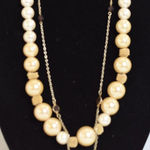 Source Unknown Layered Graduated White/Gold Faux Pearl Gold Tone Rhinestone Link 18" Necklace Photo 0