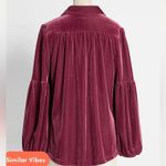 Modcloth  Here For the Drama Button Up Corduroy Velvet Top Balloon Sleeve Wine S Photo 1