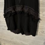 4SI3NNA Fringe black mesh sheer vneck romper black‎ size large Photo 4