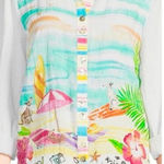 John Mark  Novelty Mix Print Button Front Roll-Tab Sleeve Tunic Sz M Photo 0