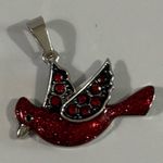 Red Enamel/Rhinestone Cardinal Bird Pendant. Photo 0