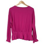 Willow Drive Blouse Womens S Pink Ruffle Hem Long Sleeve Cottagecore Photo 2