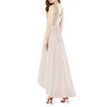 Alfred Sung  D723S High Low V-Neck Pleated Skirt Satin Gown Photo 1
