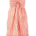 Oliphant Tie Front Striped Midi Dress Sz. L Orange Size L Photo 0