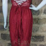 AOOKSMERY red lace laced back dress Woman's size small Mini Lace Up Back Party Red Photo 9