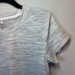 Calia Women's Essential Crop Jacquard Tee Shirt Gray Beige Textured FLAW Medium White Photo 3