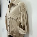 Max Studio  Vicuna Faux Suede Bomber Jacket Soft Button Up Oyster Beige Small New Photo 6