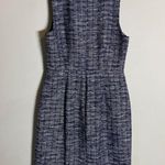 J.Crew Factory Tweed Fringe Sheath Dress Women's 2 Navy Sleeveless Career Preppy Blue Photo 9
