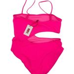 Solid & Striped Swimsuit SZ Large Cameron Cutout One Piece NWT Crinkle Rib Pink Photo 2