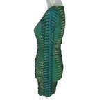 Oh Polly  Dress Womens Mini Green Striped Print Bodycon Long Sleeve Cut Out Sz 8 Photo 4