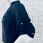 Buttons Kathy Che Stretch Size 14/16W Black Blouse 3/4 Length Sleeve Silver Photo 3