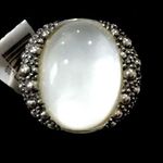MICHAEL DAWKINS Starry Night Sterling Silver Mother of Pearl Doublet Ring Sz 10 Photo 0