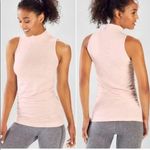 Fabletics Kathie Seamless Mock Neck Bodycon Knit Top Opal Pink Size M Side Ruch Photo 1