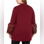 Alfani  Plus Size Faux-Fur-Cuff Mock Neck Tunic Red Sweater Top XL Holiday Winter Photo 1
