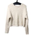 Forever 21 Eyelash Knit Crewneck Oversize Sweater Cropped Cream Long Sleeve S Photo 2