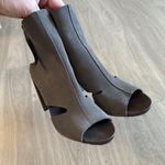 Pedro Garcia Brown Suede Peep Toe Cutout Block Heel Booties Size 39 (US 9) Gray Photo 2