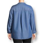 Studio JPR 1X Blue Chambray Denim Look Blouse Long Sleeve Tunic Top Boho Casual Photo 1