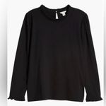 Caslon NWOT  Black Ruffle Detail Long Sleeve Blouse Photo 2