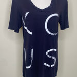 Baldwin KCUS Navy Blue V Neck T Shirt Distressed Tropical Sz Medium Photo 0