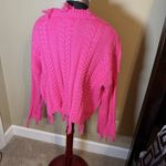 Altar'd State NWT Pink Cable Knit Cropped Sweater Fringe Hem Size M Photo 1