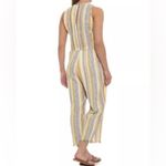 Drew  lemon cole linen yellow striped jumpsuit raw hem size M‎ Photo 1