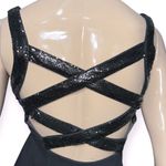 LaRok Women’s Size S Black Ruched Chest Sequin Strappy Back Body Con Mini Dress Photo 6